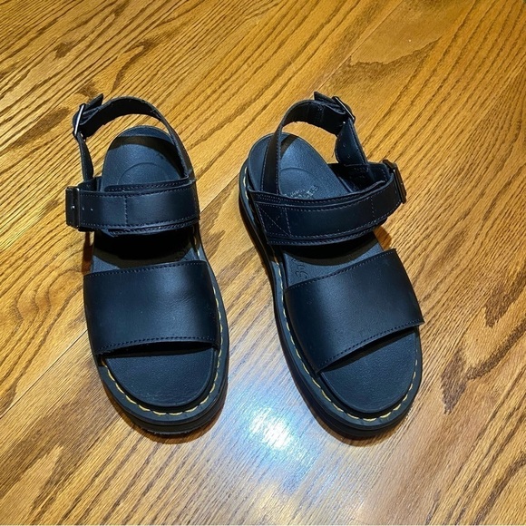 Dr. Martens Black Leather Voss Quad Platform Wair Sandals Size Eur 37 - Picture 2 of 7